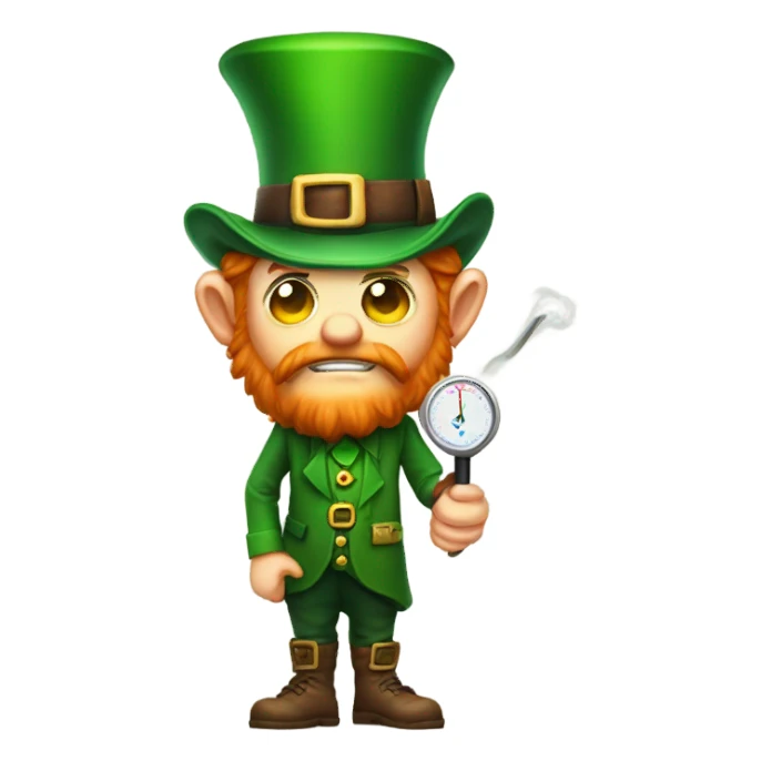 leprechaun with fever and thermometer sticker