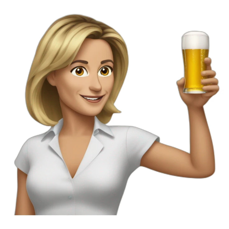 Emanuelle macron entrain de boire une bière sticker