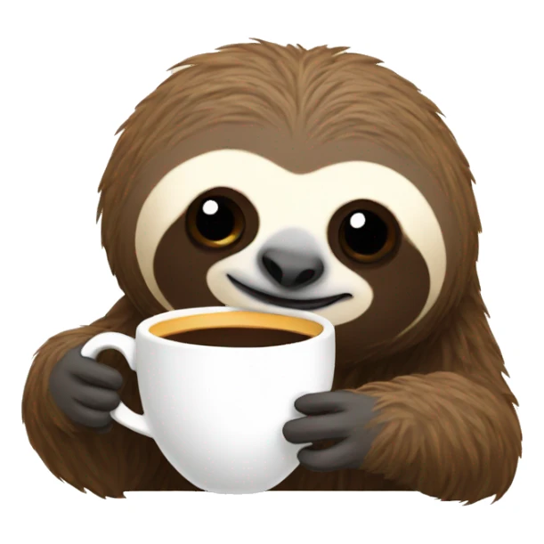 a sloth sipping coffee sticker
