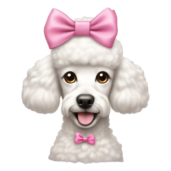 White poodle with pink bow on head sticker