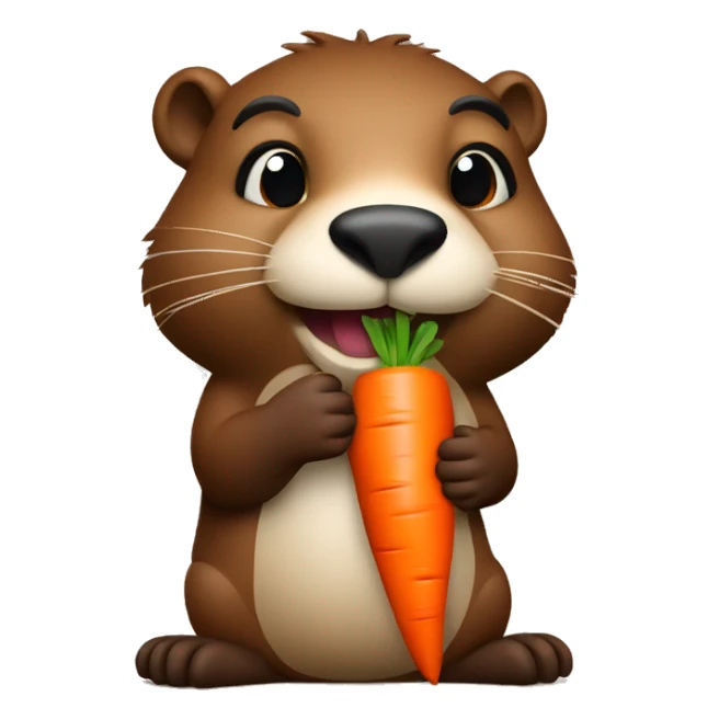 A beaver holding a carrot  sticker