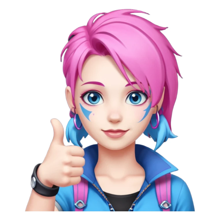 jinx from arcane giving a thumbs up sticker
