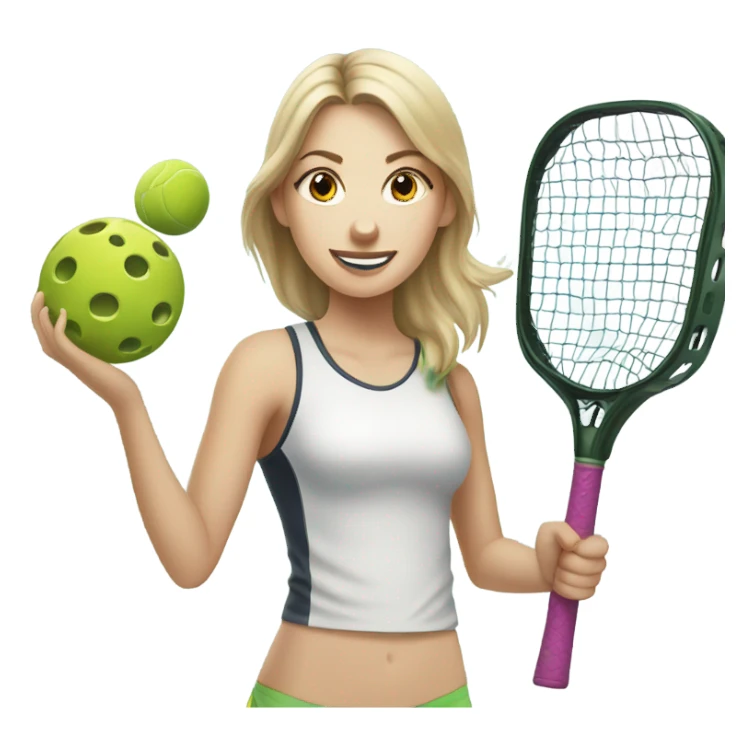 White Girl playing Pickleball sticker