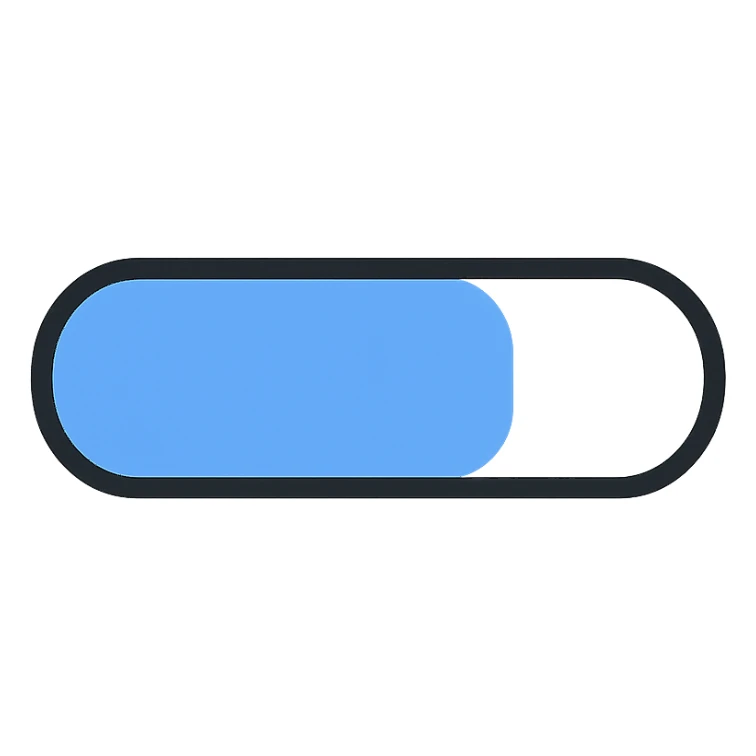 minimalistic loading bar icon, modern flat design, horizontal bar, 60% filled, rounded corners, subtle gradient, light gray background, blue progress, vector style, for app UI sticker