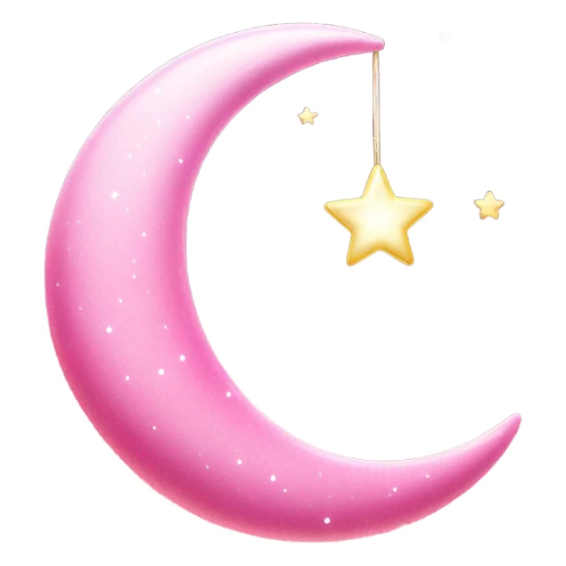 Pink crescent moon with star lights dangling  sticker