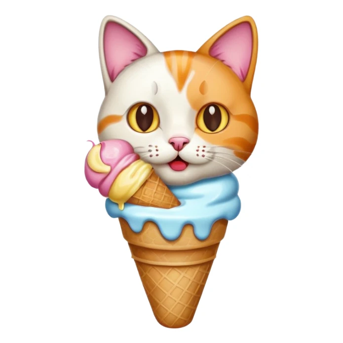 Cat eating ice cream sticker