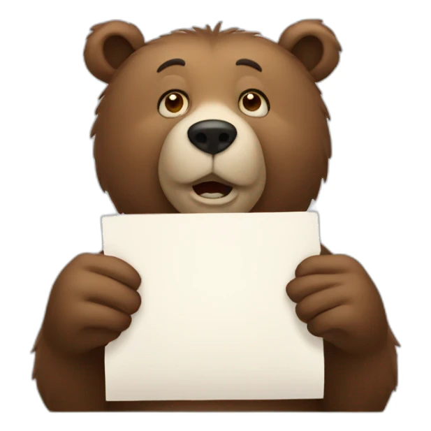 bear holding blank paper sticker