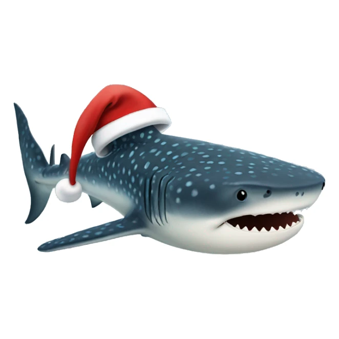 Whale shark wearing a Santa hat  sticker