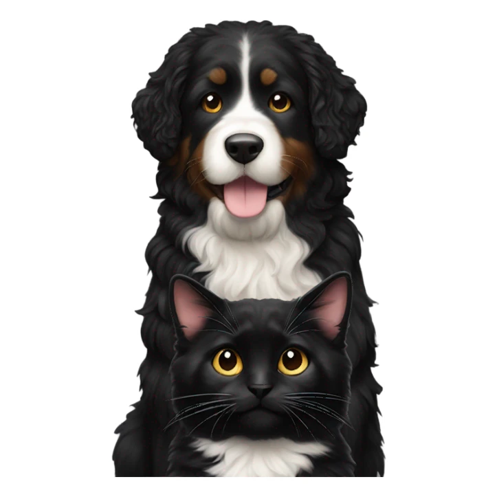 All Black cat with bernedoodle sticker