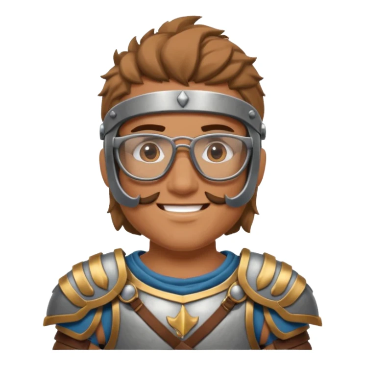 smiling gladiator in armor and geeky glasses sticker