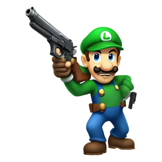 Luigi with a gun sticker