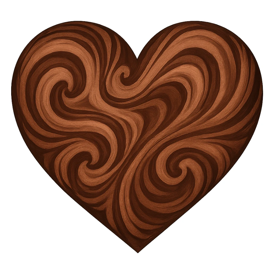 heart with a swirling cocoa pattern, digital illustration, no background sticker