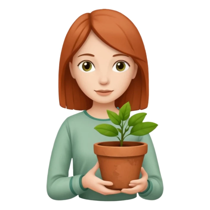 woman holding a flower pot sticker