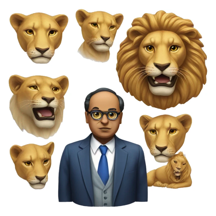 Dr Ambedkar and Lion Faces sticker