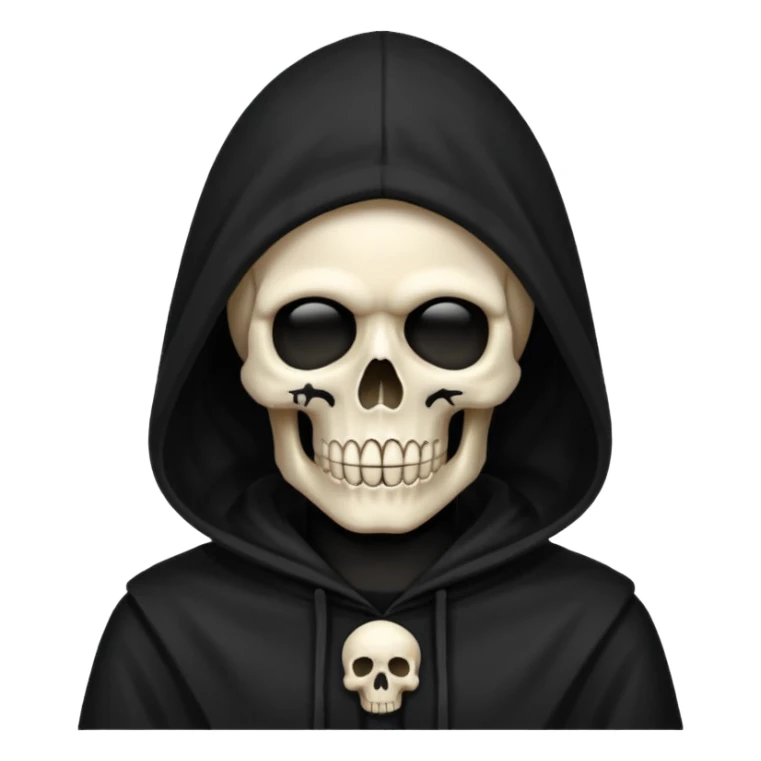 skull head, black hood, reaper sticker