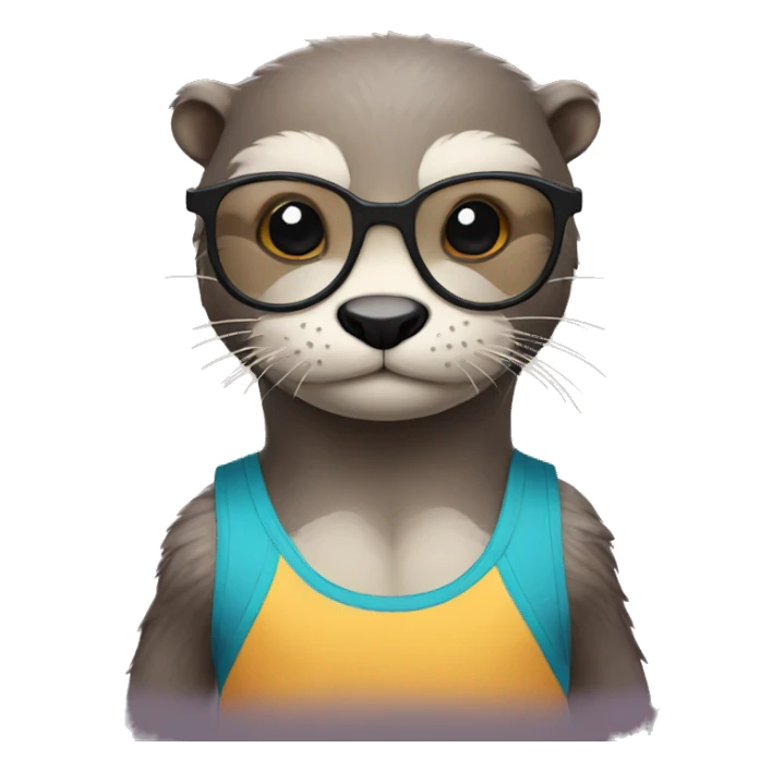 otter with glasses holding in a singlet sticker