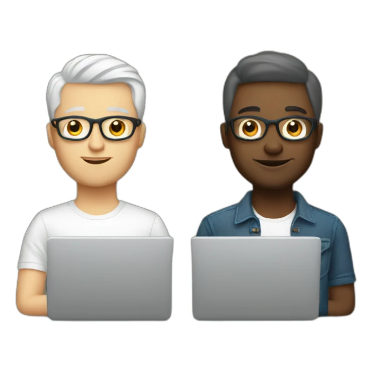 two white male designers with laptops sticker