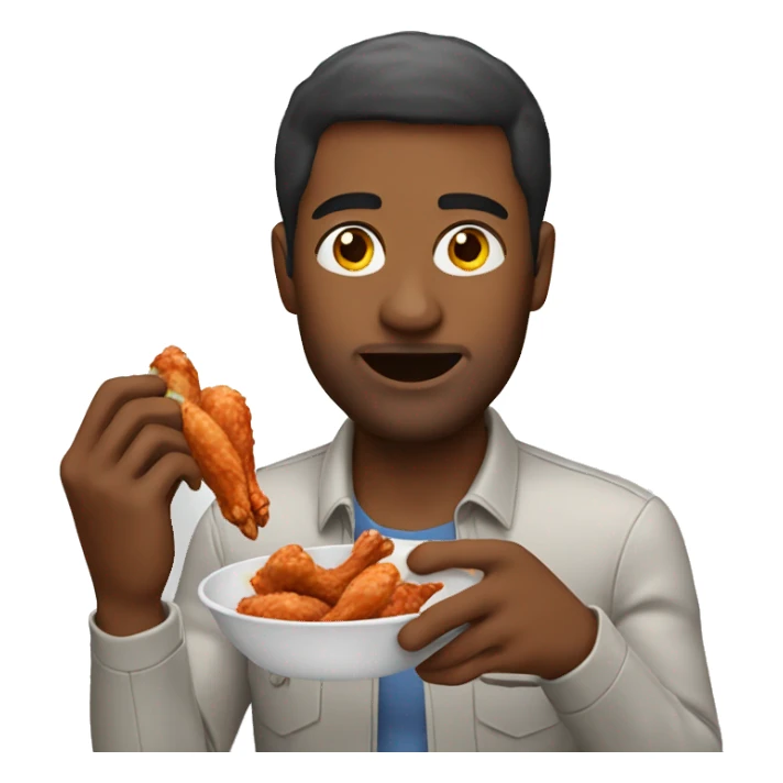 man eating chicken wings sticker