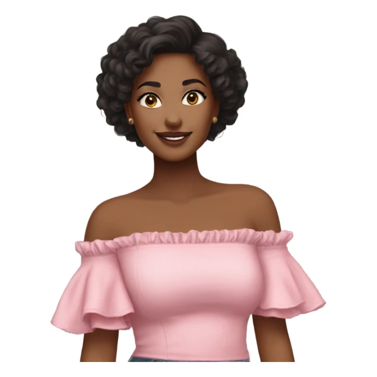 Realistic pink off shoulder top, isolated sticker
