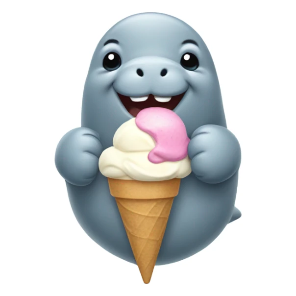 Manatee eating ice cream sticker
