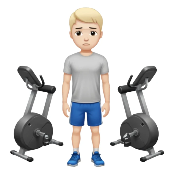 young sad guy in gym sticker
