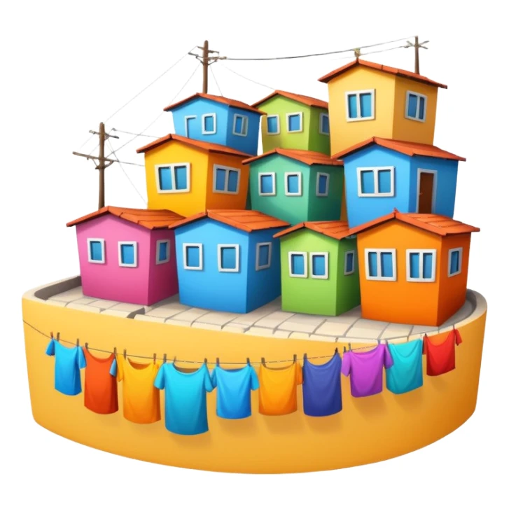 favela with bright houses and laundry lines sticker