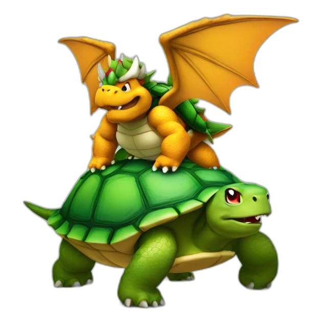Bowser with wings flying on a turtle's back sticker