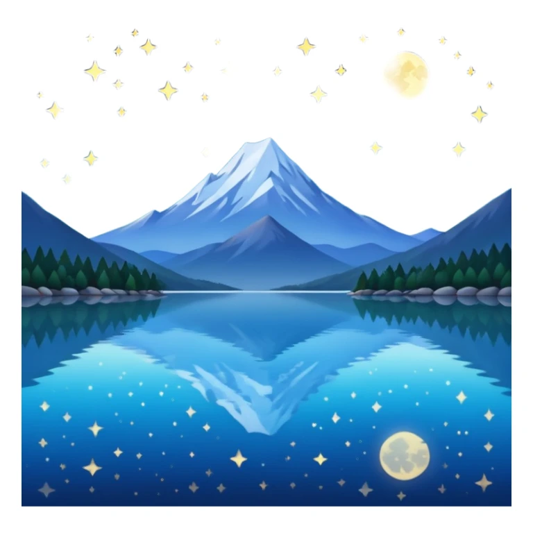 mountain lake starry night sticker