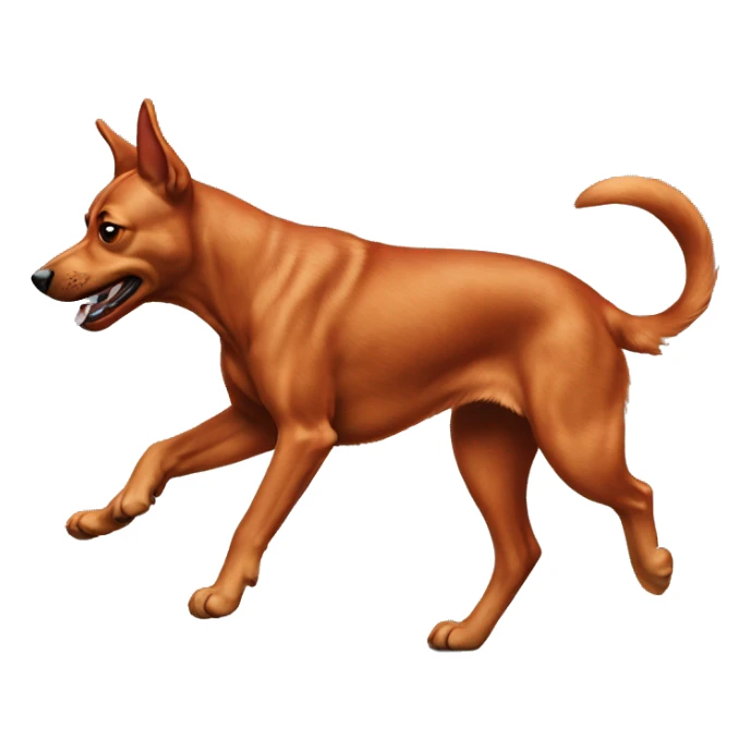realistic solid red dog with pointed ears running sticker
