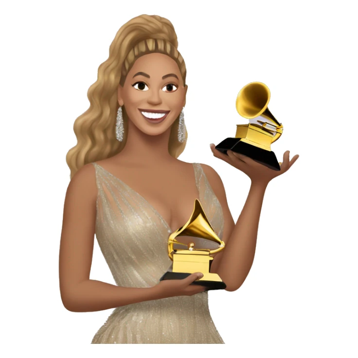 Beyonce holding a grammy sticker