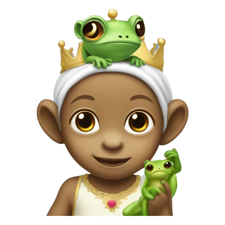 baby monkey with frog prince headband  sticker