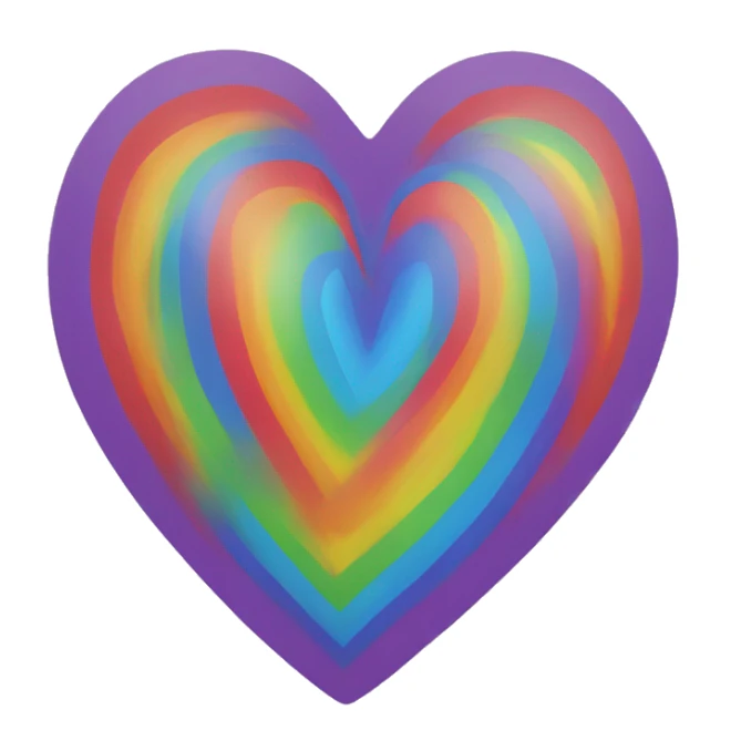 rainbow heart with white outline sticker