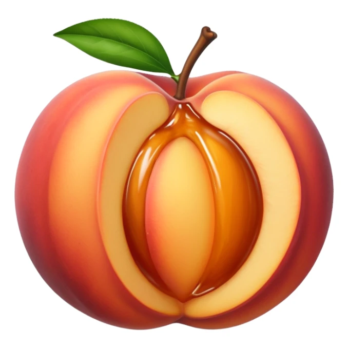 Peach with brown sauce in middle sticker