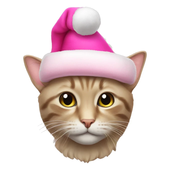 Cat with pink Christmas hat sticker