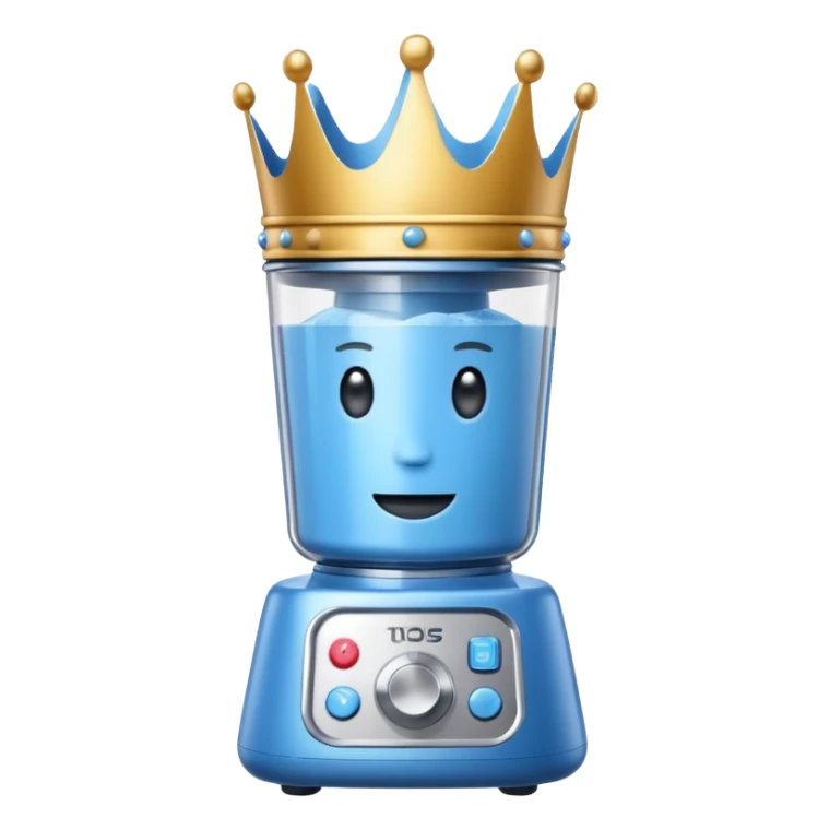 Blue blender with a crown sticker