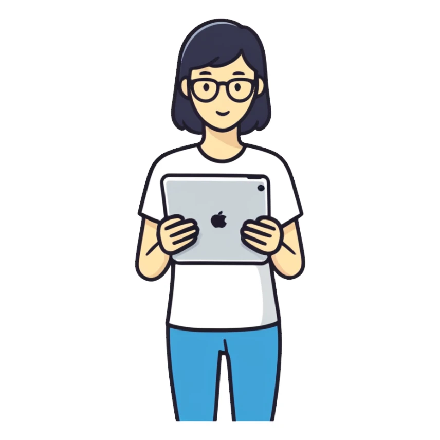 Holding a iPad with hair   sticker