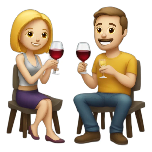 white couple drinking wine and eating cheese sticker