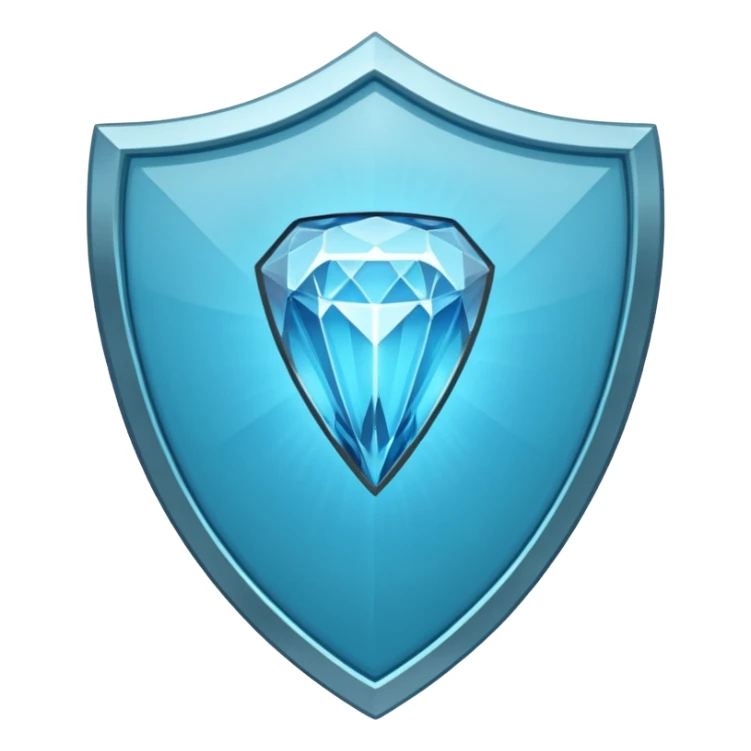 Cyan blue shield with diamond icon sticker