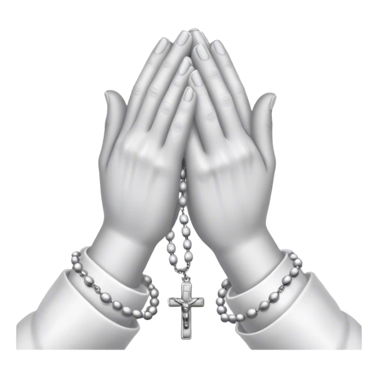 praying hands with a silver beads sticker