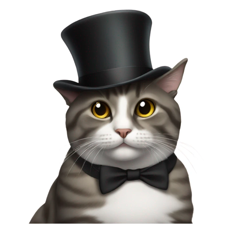 Cat sitting in a top hat sticker