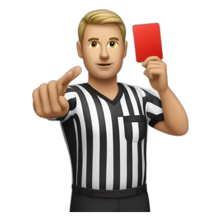 white referee with red card sticker