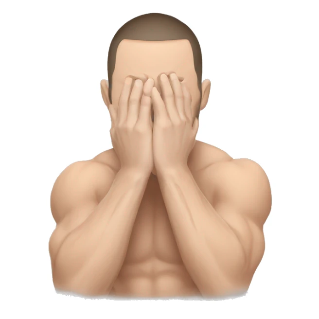 mma fighter hiding his face using hands screaming sticker