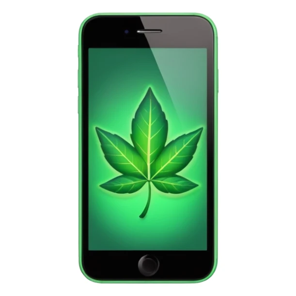 smartphone with a leaf symbol on the screen sticker