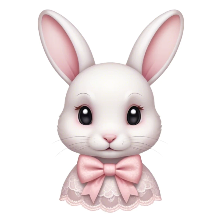 White rabbit with light pink lace print bow sticker