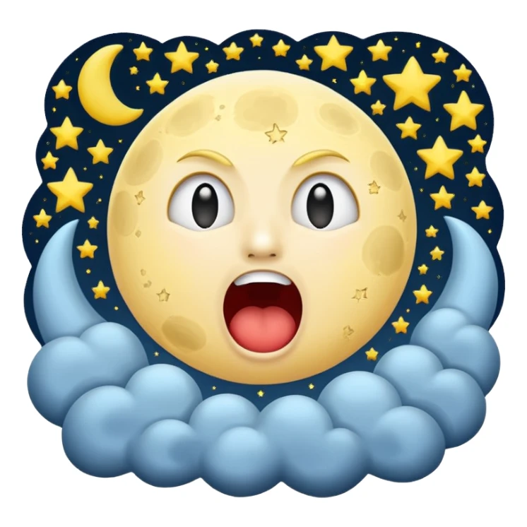 moon screaming silently while stars scatter sticker