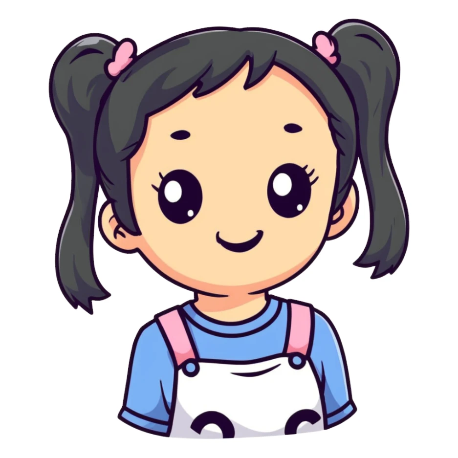 girl with pigtails sticker