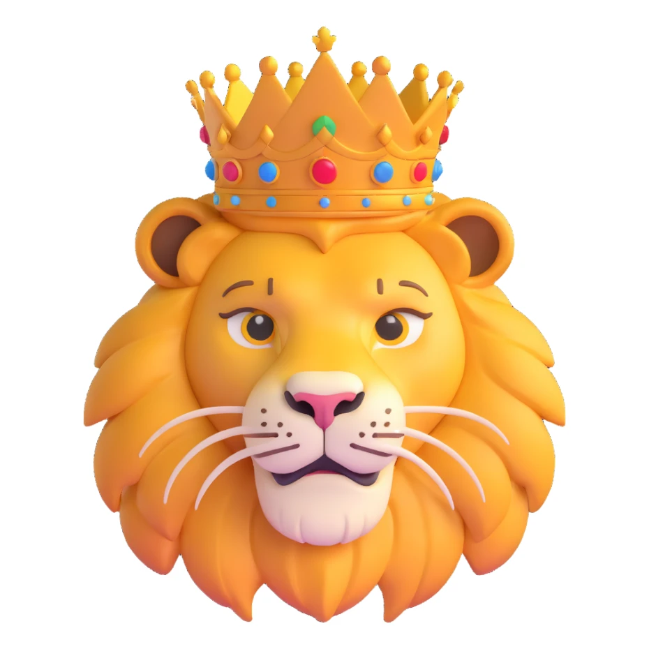 cute lion head with crown on top sticker
