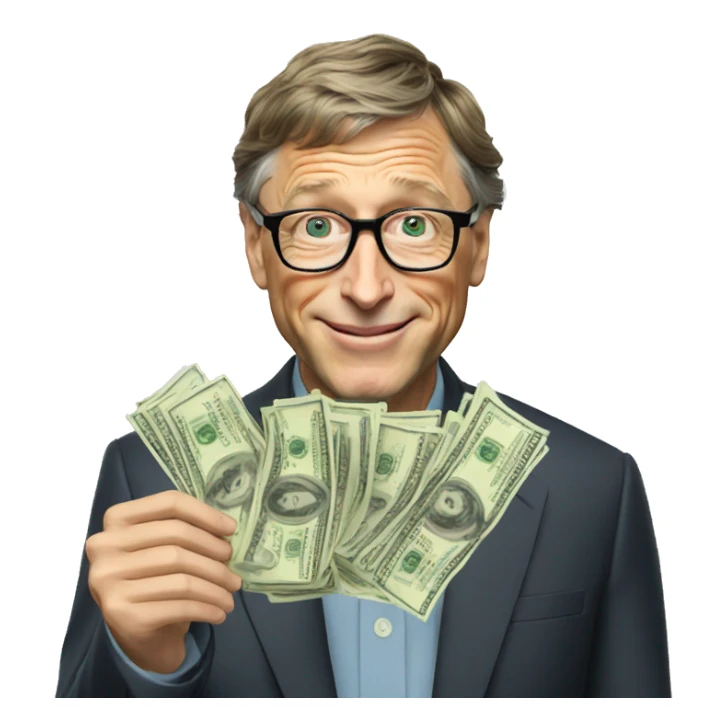 bill gates with money sticker