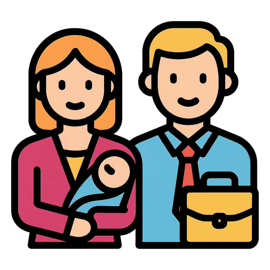 a pair of working parents sticker