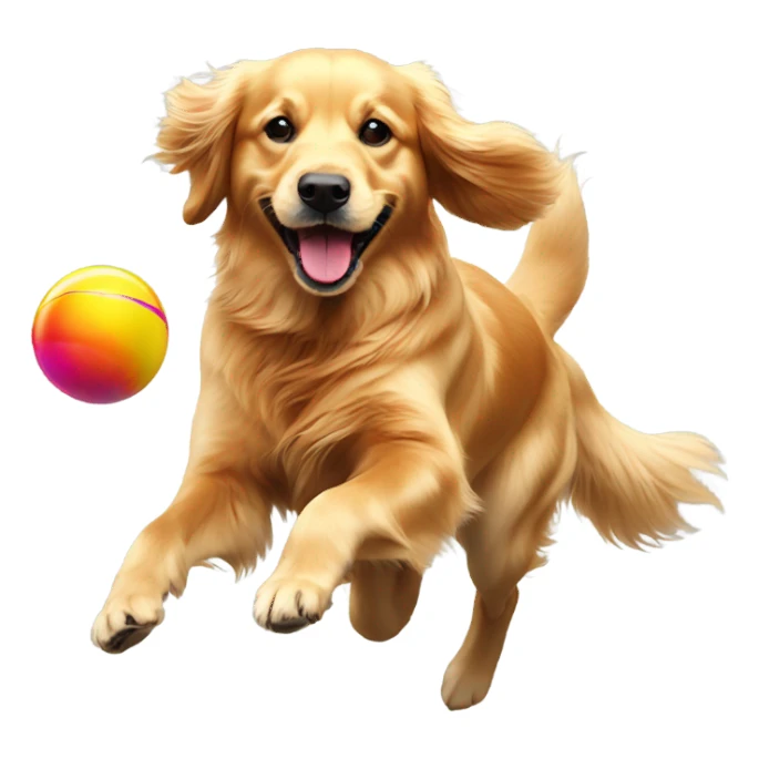 Golden Retriever playing ball sticker
